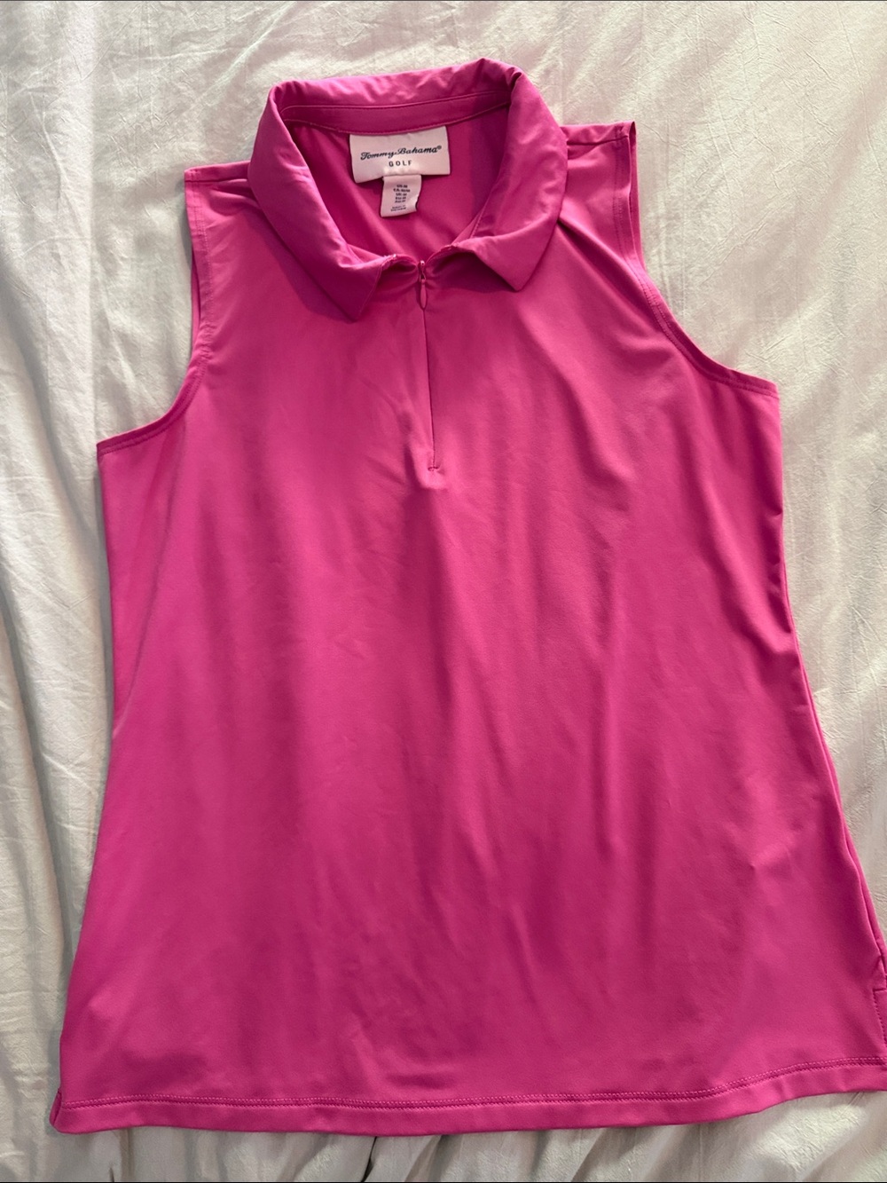 Tommy Bahama Sleeveless Zip Polo in Bright Pink